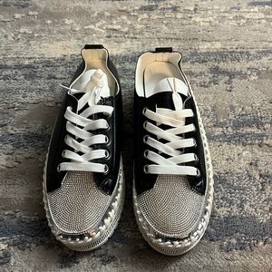 Bedazzled full leather black shoe